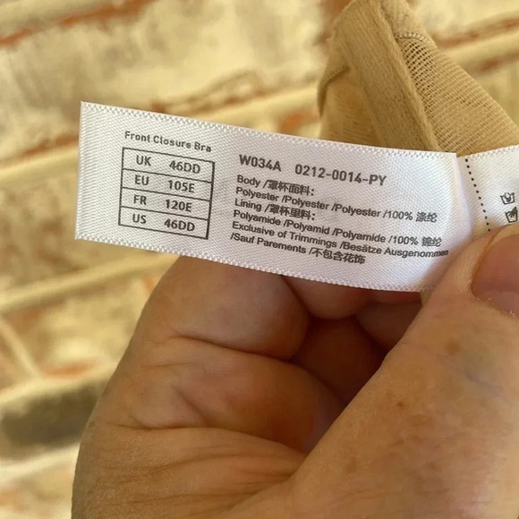 Delimara Tan Sheer Lace Underwire Front Hook plus Size Bra - Picture 7 of 8